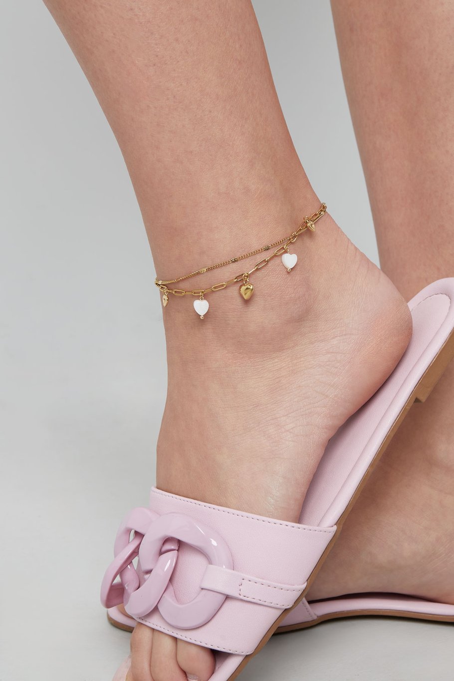 Tobillera Double Love con dijes - Color dorado Imagen2